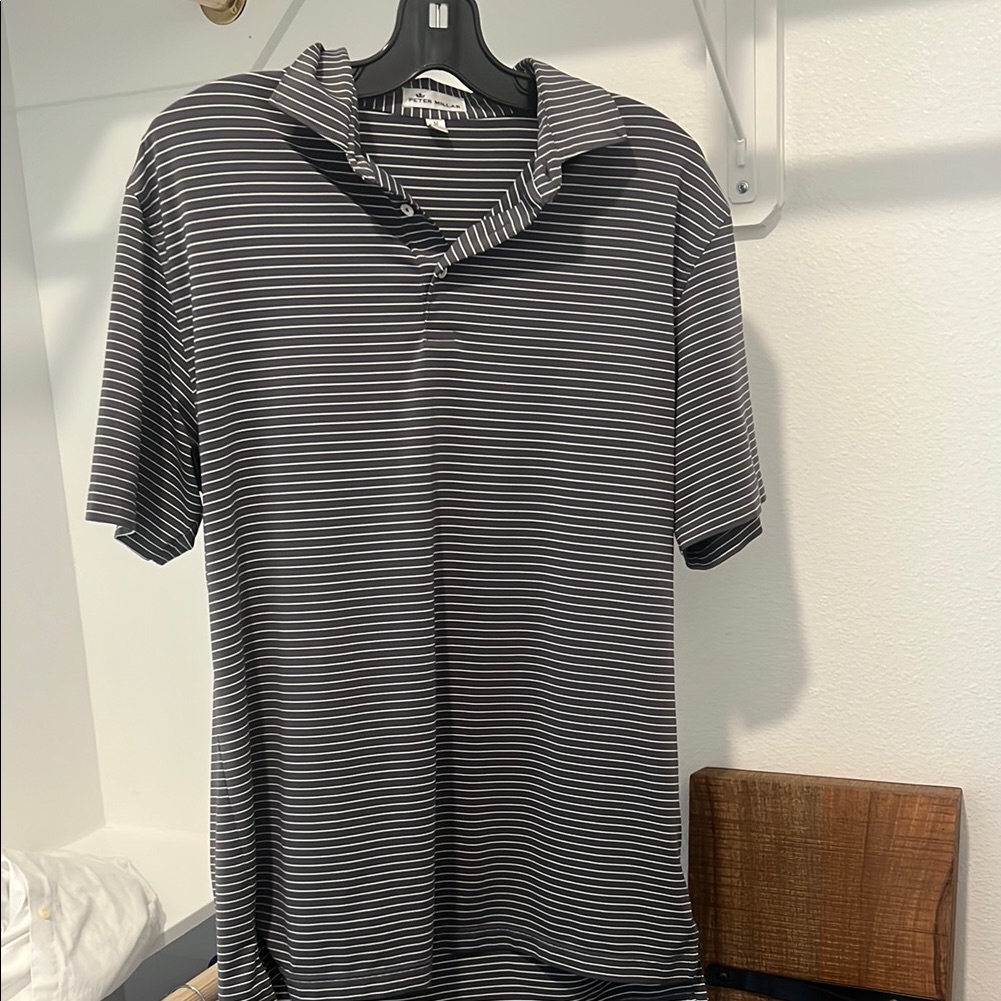University Of Alabama Dark Grey And White Striped Peter Millar Shirt